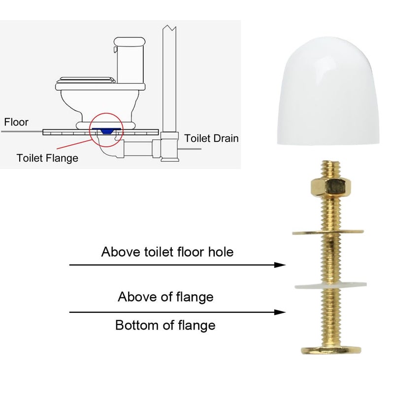 Xyrith 2 Pack Toilet Bolts and Caps, Toilets Bowl to Floor Bolts Kits with Washers & Toilets Flange Bolts Covers - Image 3